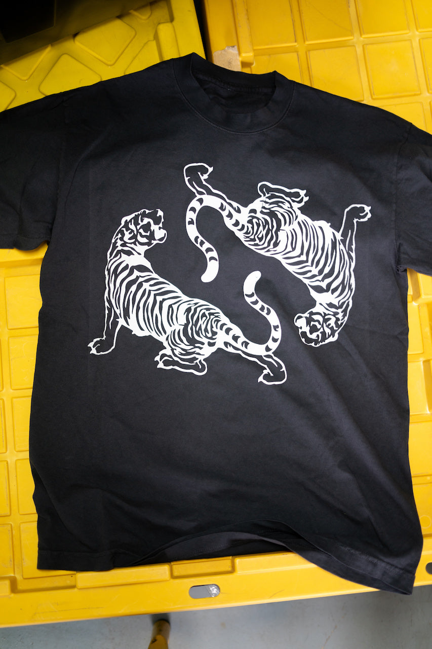 Dueling Tigers Sample T-Shirt (LS blue) - likesushi